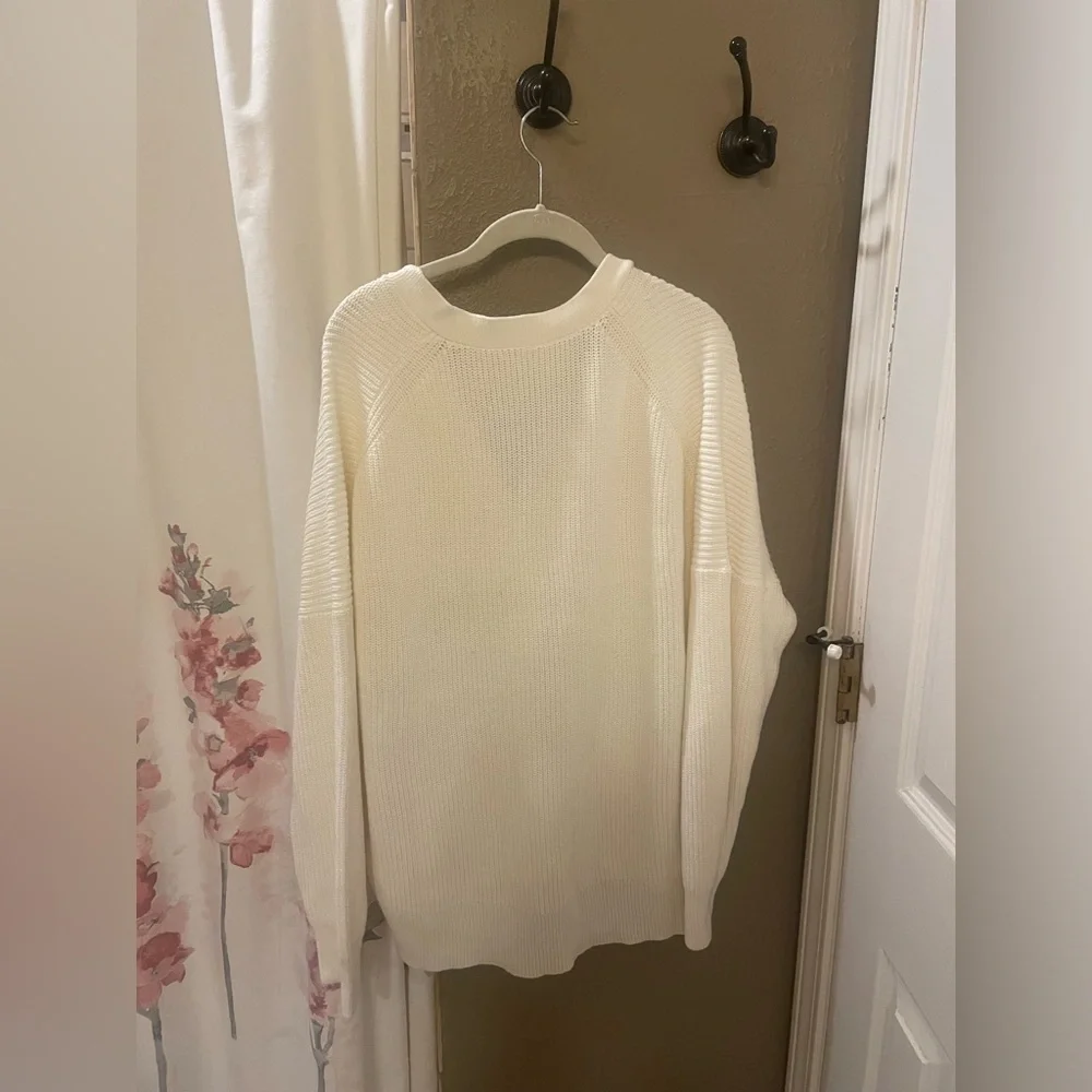 J. Crew V-neck cotton-blend cardigan sweater Ivory XL NWT